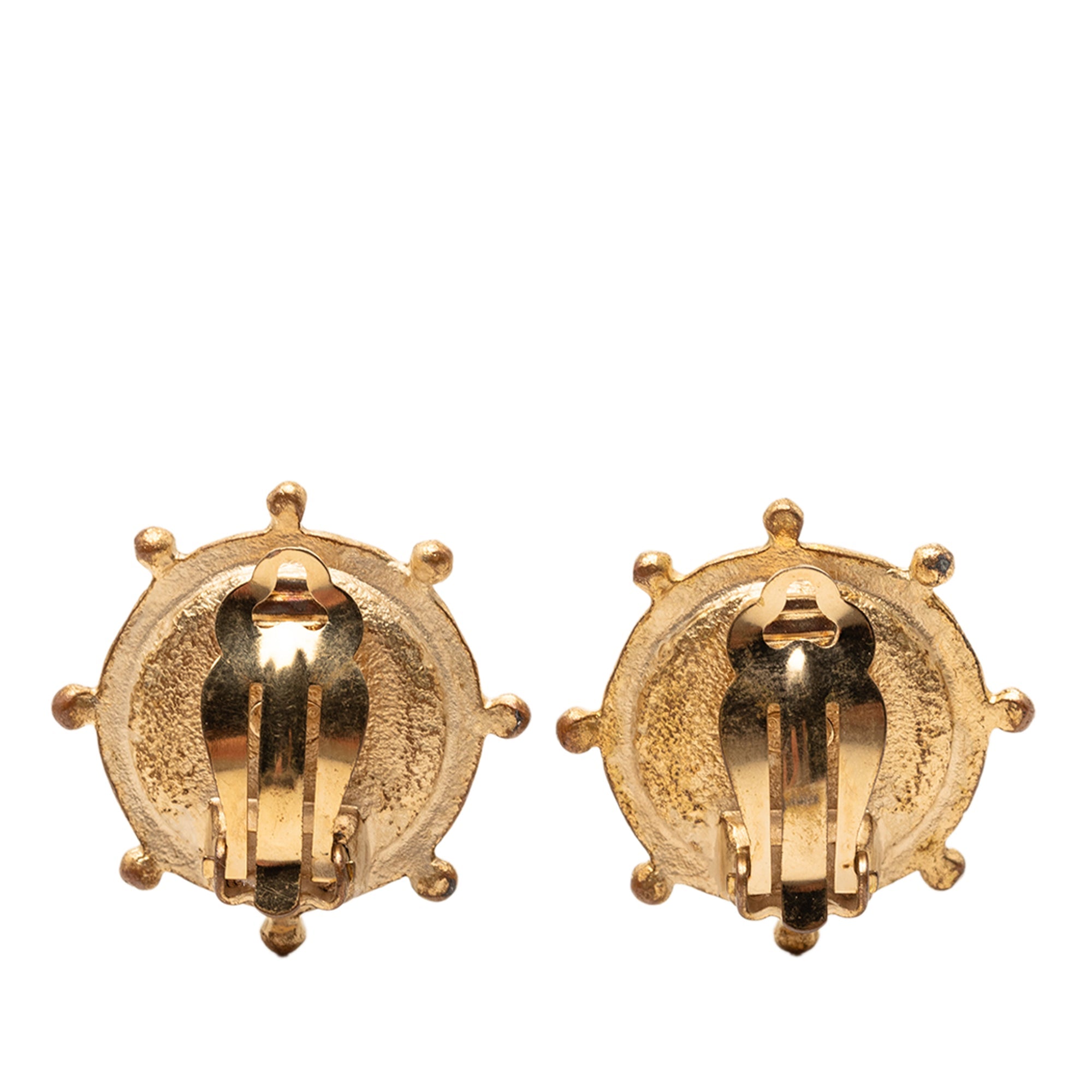 CC Gold Plated Faux Pearl and Strass Clip on Earrings