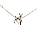 CC Gold Plated Faux Pearl and Strass Deer Pendant Necklace
