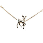 CC Gold Plated Faux Pearl and Strass Deer Pendant Necklace
