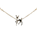 CC Gold Plated Faux Pearl and Strass Deer Pendant Necklace