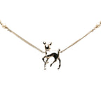 CC Gold Plated Faux Pearl and Strass Deer Pendant Necklace
