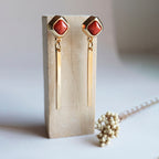 Pendientes dorados con piedra natural FINE cuadrado