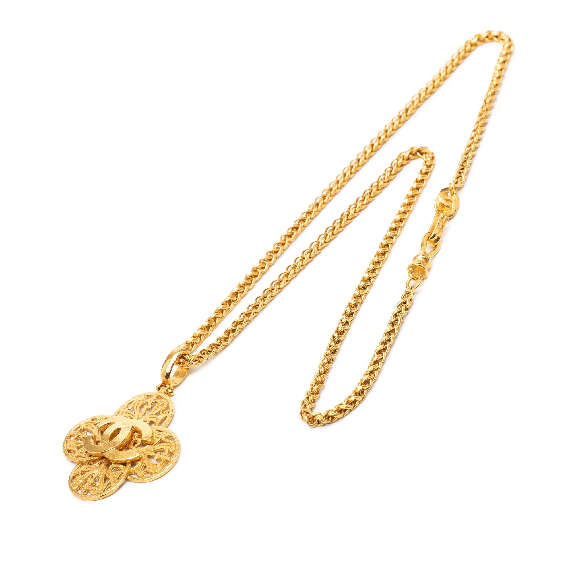 CC Gold Plated Clover Pendant Necklace