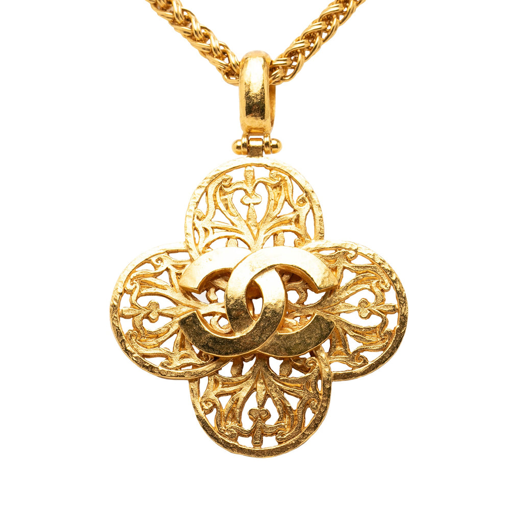 CC Gold Plated Clover Pendant Necklace