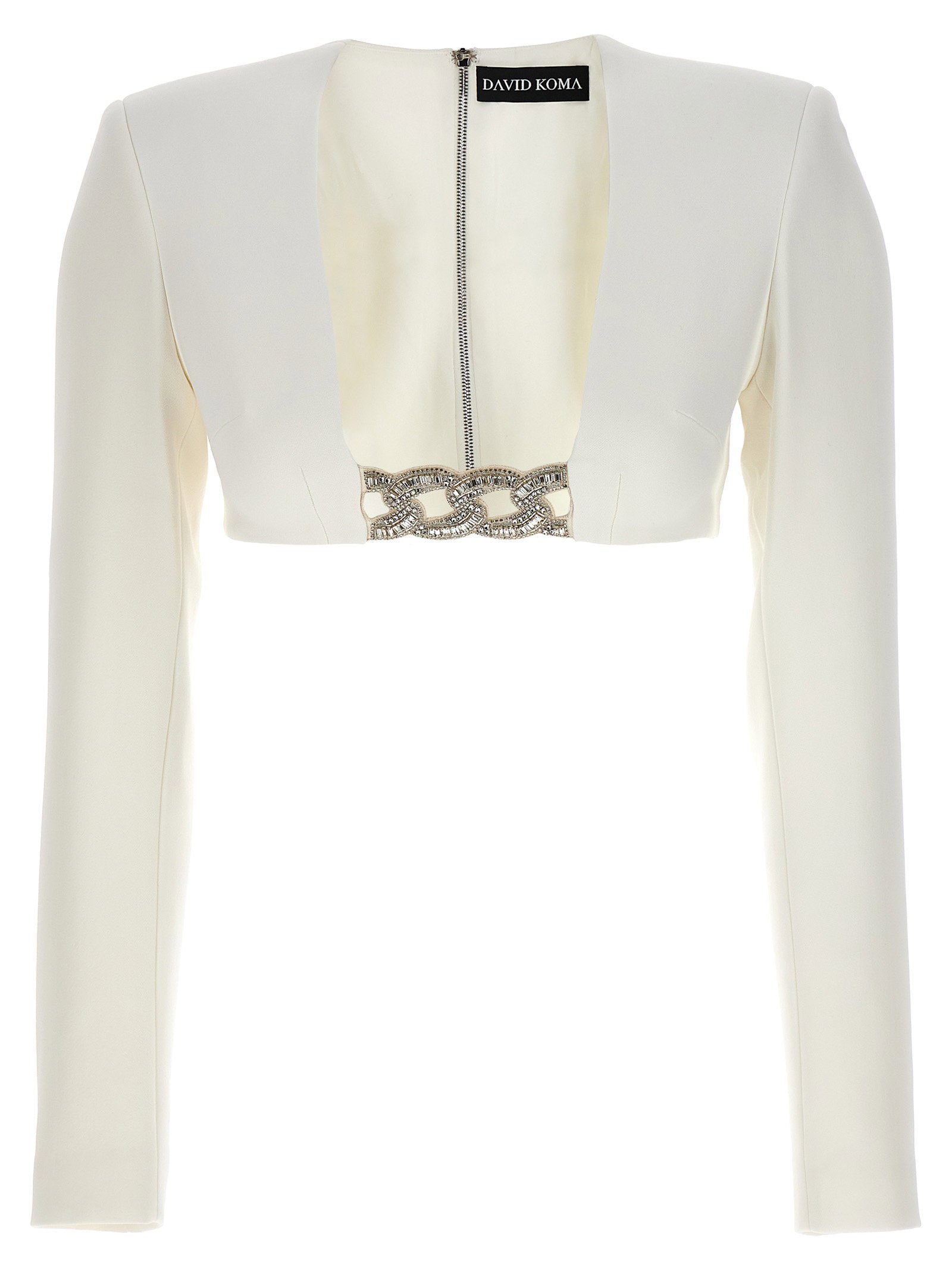 David Koma Crystal Chain Detail Top — Cream