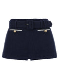 Self-Portrait Bouclé Wool Blend Skort — Navy