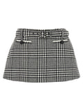 Self-Portrait Houndstooth Bouclé Wool Blend Shorts — Black