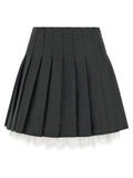 Self-Portrait Pleated Wool Blend Skirt — Charcoal