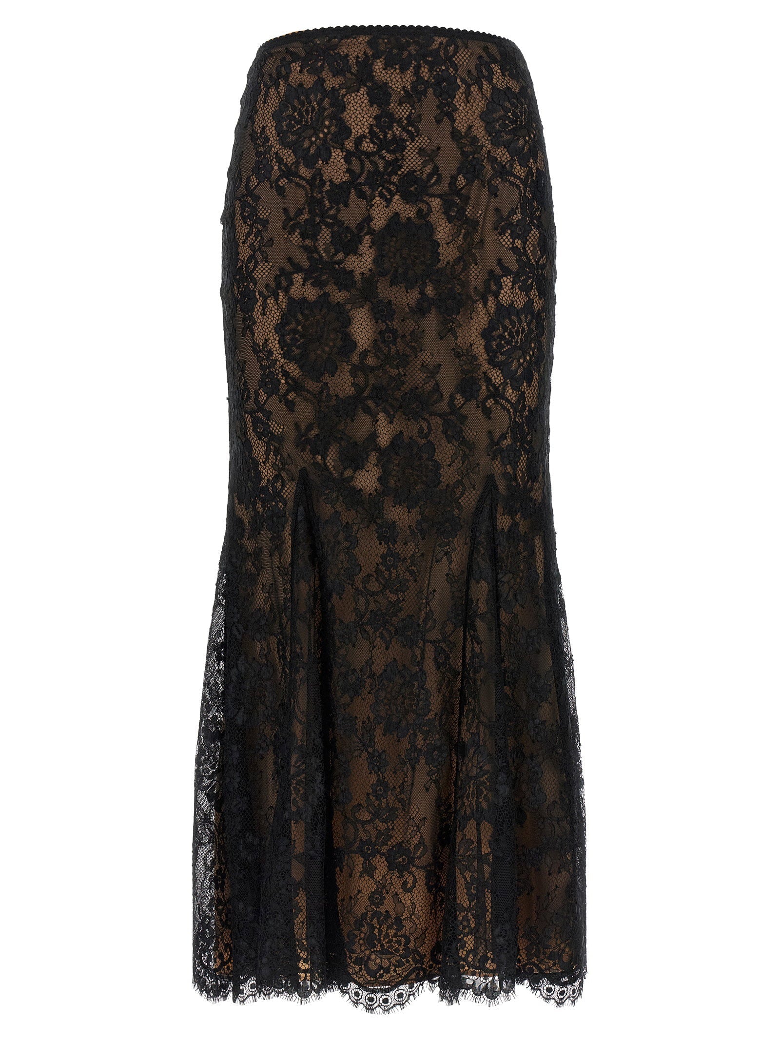 Self-Portrait Lace Mermaid Skirt — Black