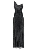 Self-Portrait Rhinestone-Embellished Tulle Dress — Black