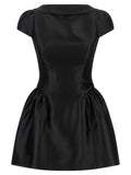 Self-Portrait Collared Taffeta Dress — Black