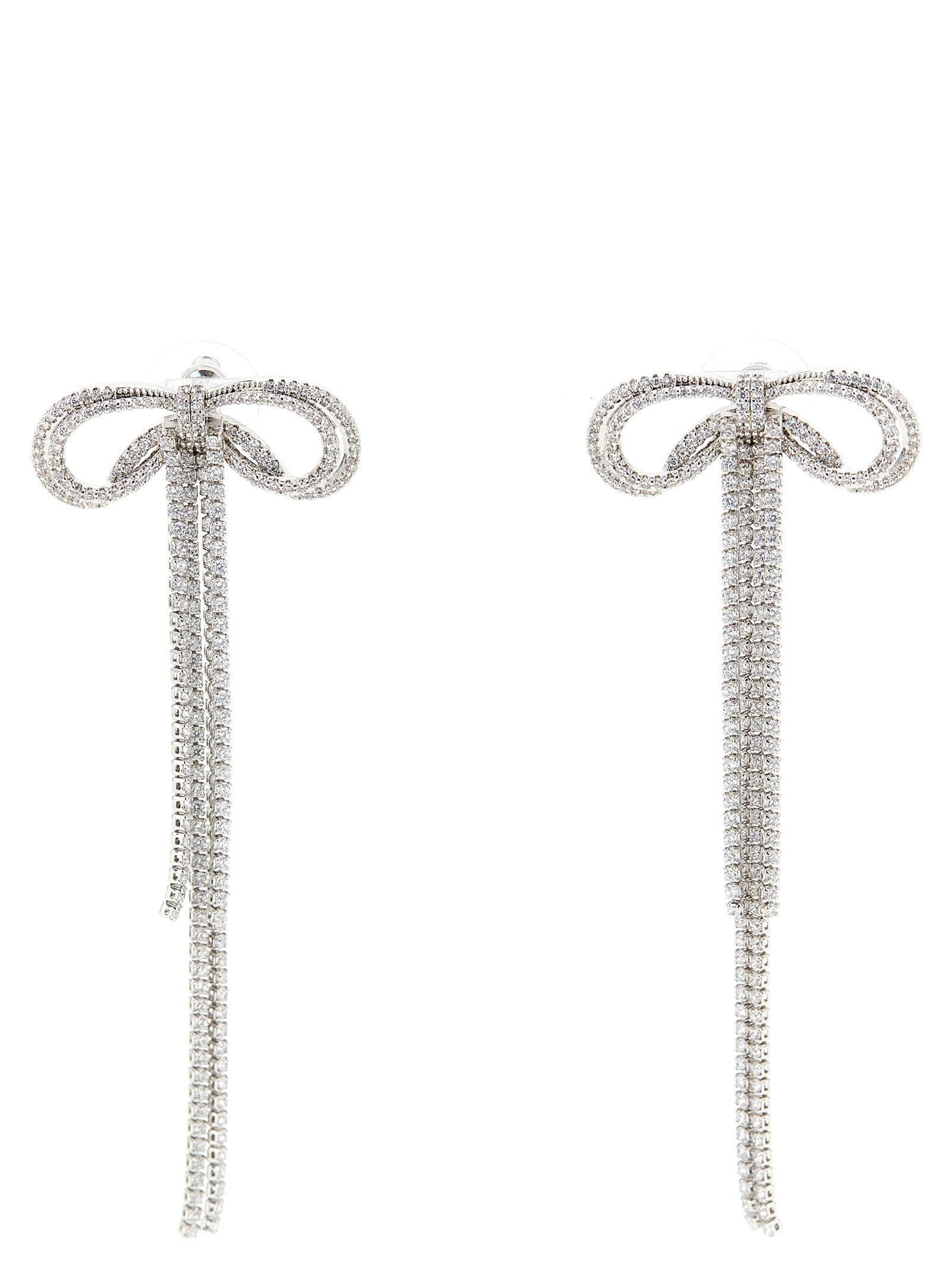 Self-Portrait Crystal Bow Earrings — Silver