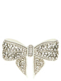 Self-Portrait Crystal-Embellished Bow Hair Clip — Ivory