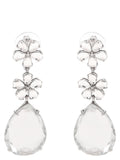 Self-Portrait Crystal Flower Tiered Earrings — Silver
