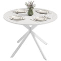 Round Dining Table for 4, 40" Industrial Kitchen Table with Steel Legs for Dining Room, White Oak