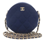CC Quilted Jersey Round Clutch with Chain