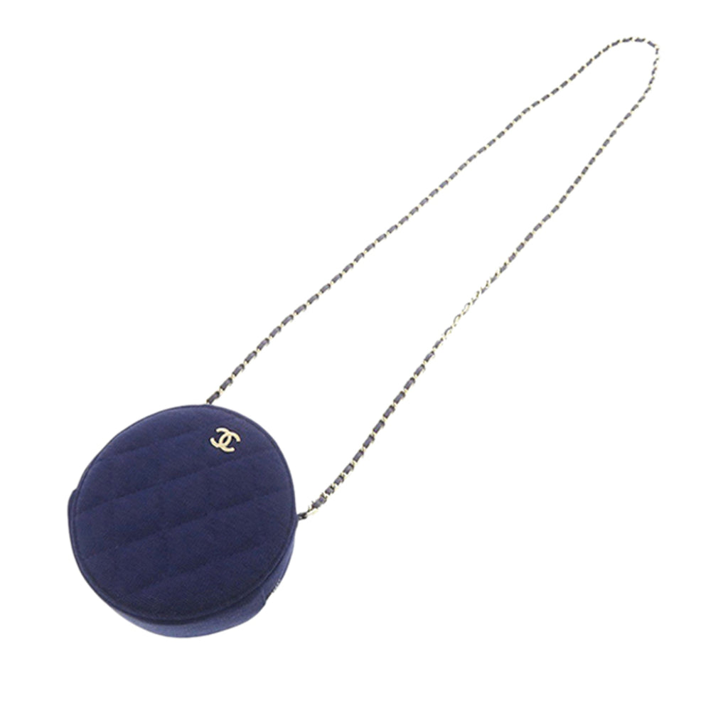 CC Quilted Jersey Round Clutch with Chain