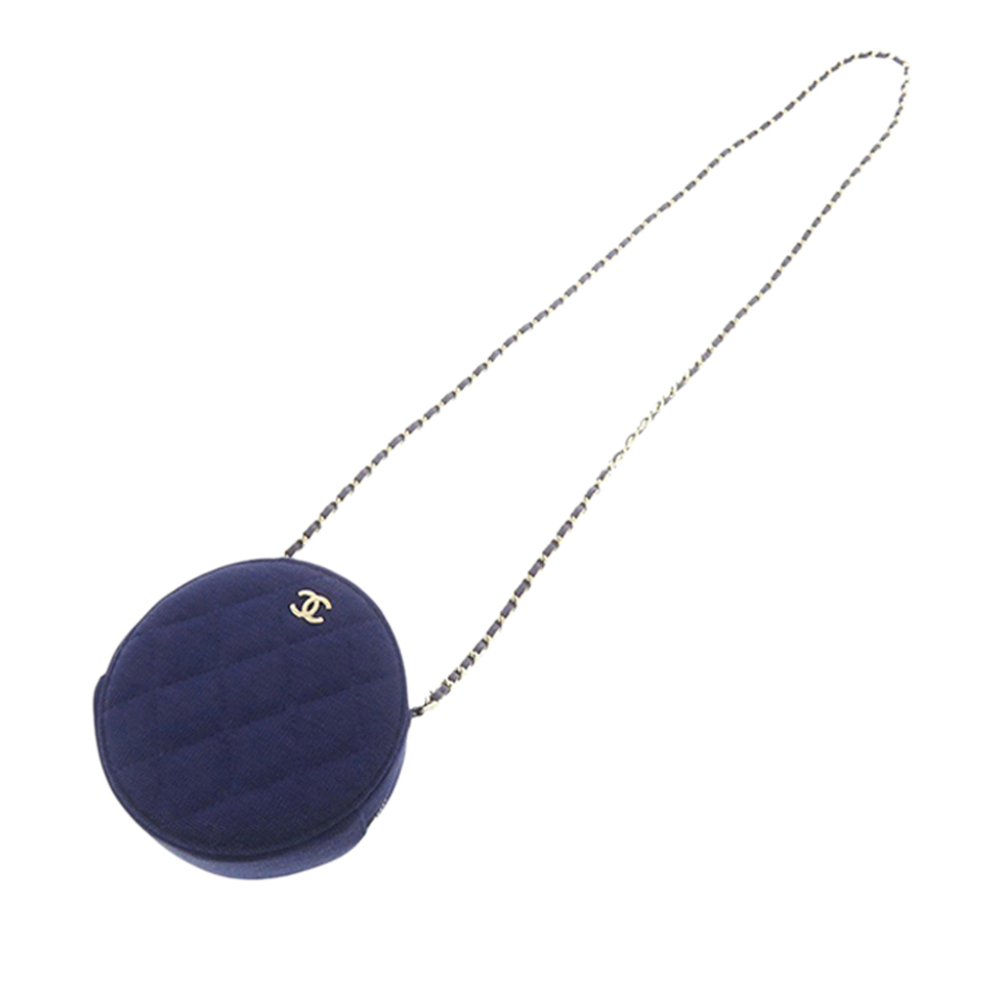 CC Quilted Jersey Round Clutch with Chain