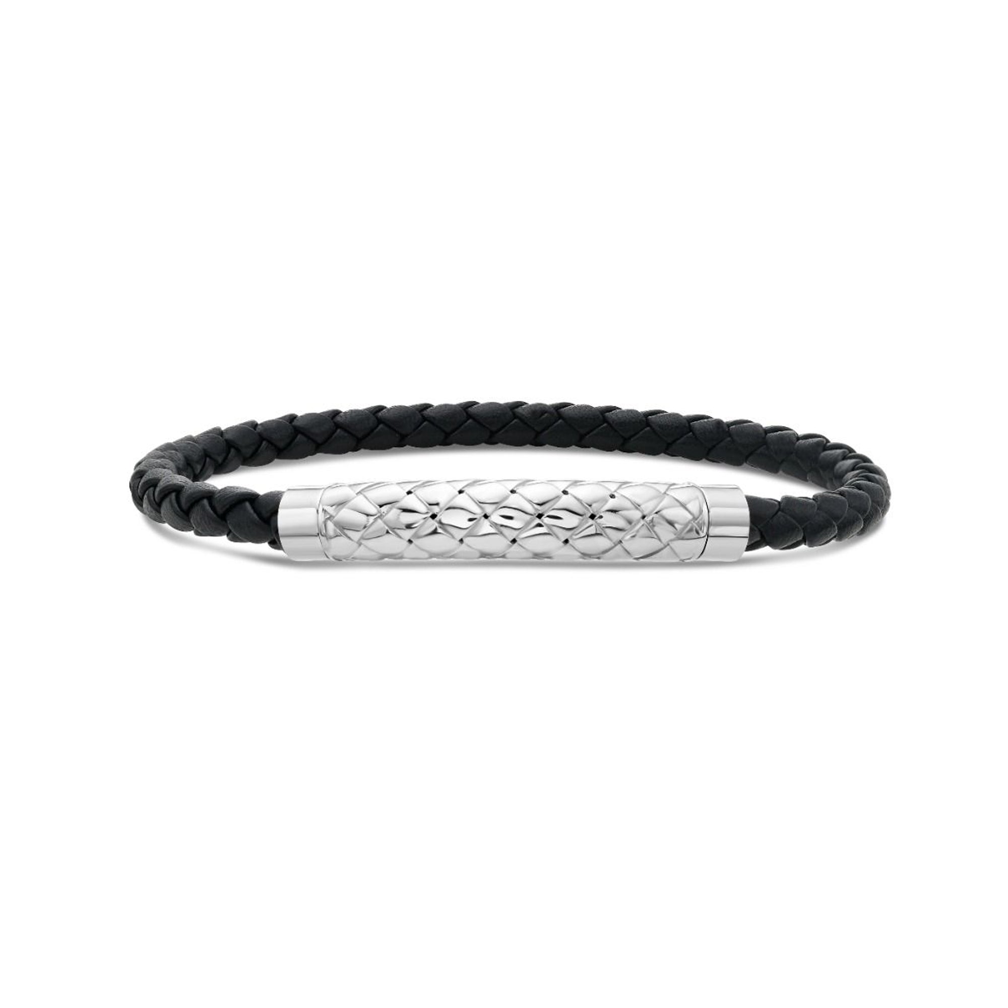 Men's Woven Bar Leather Bracelet