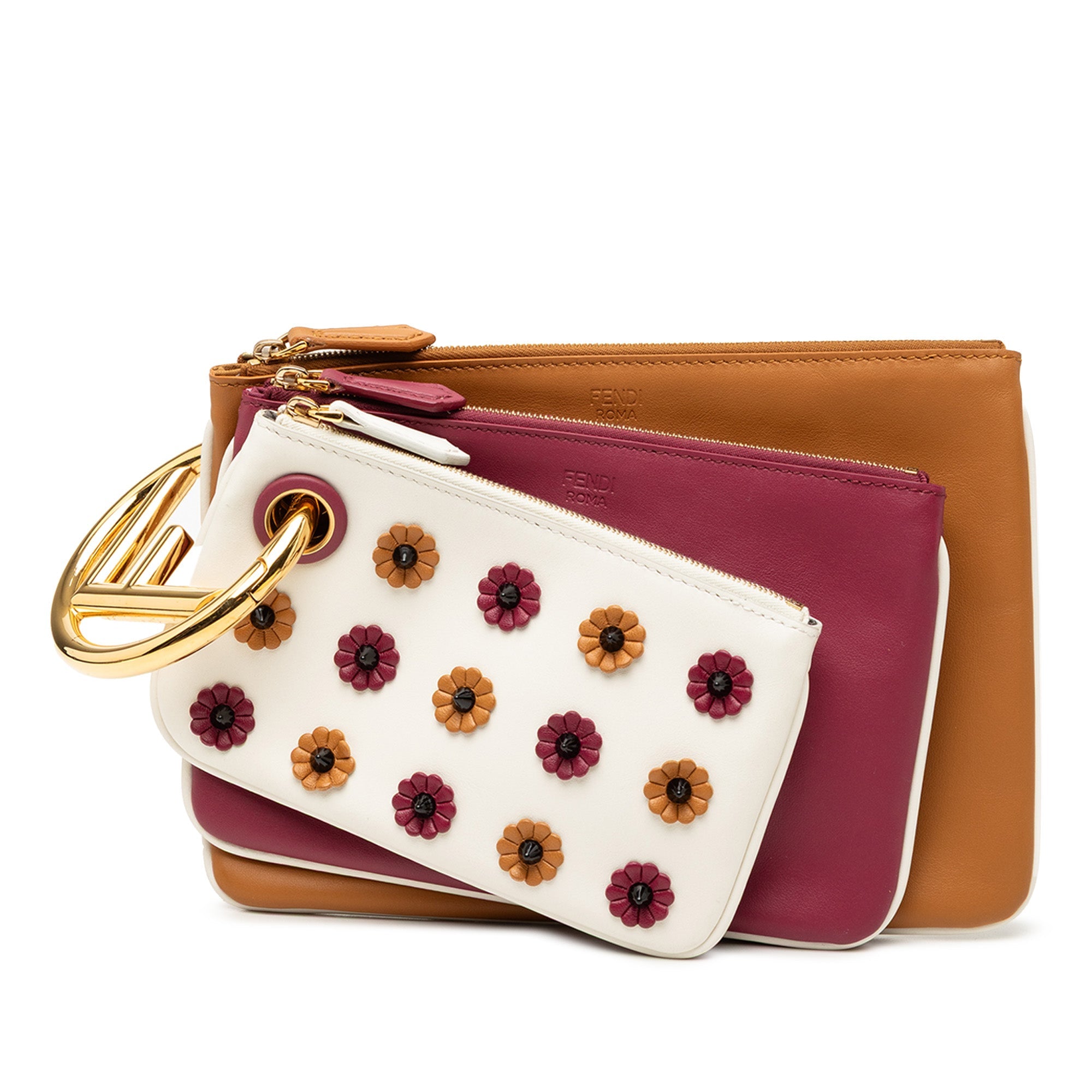 Leather Flowerland Triplette Clutch