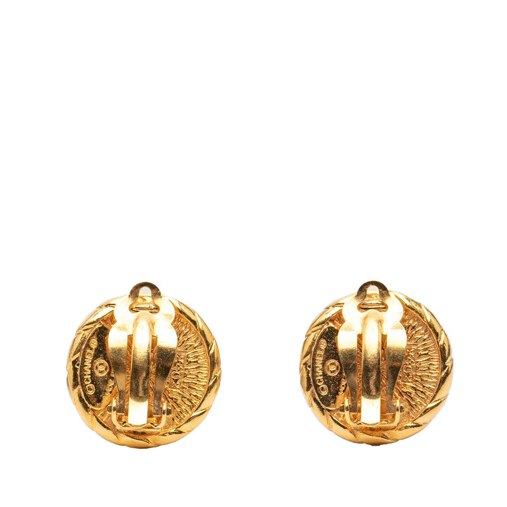 Gold Plated Faux Pearl Round Clip on Earrings