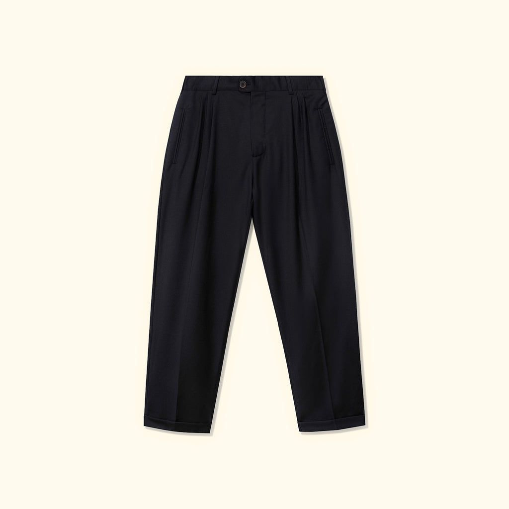 Double Pleated Trousers Black