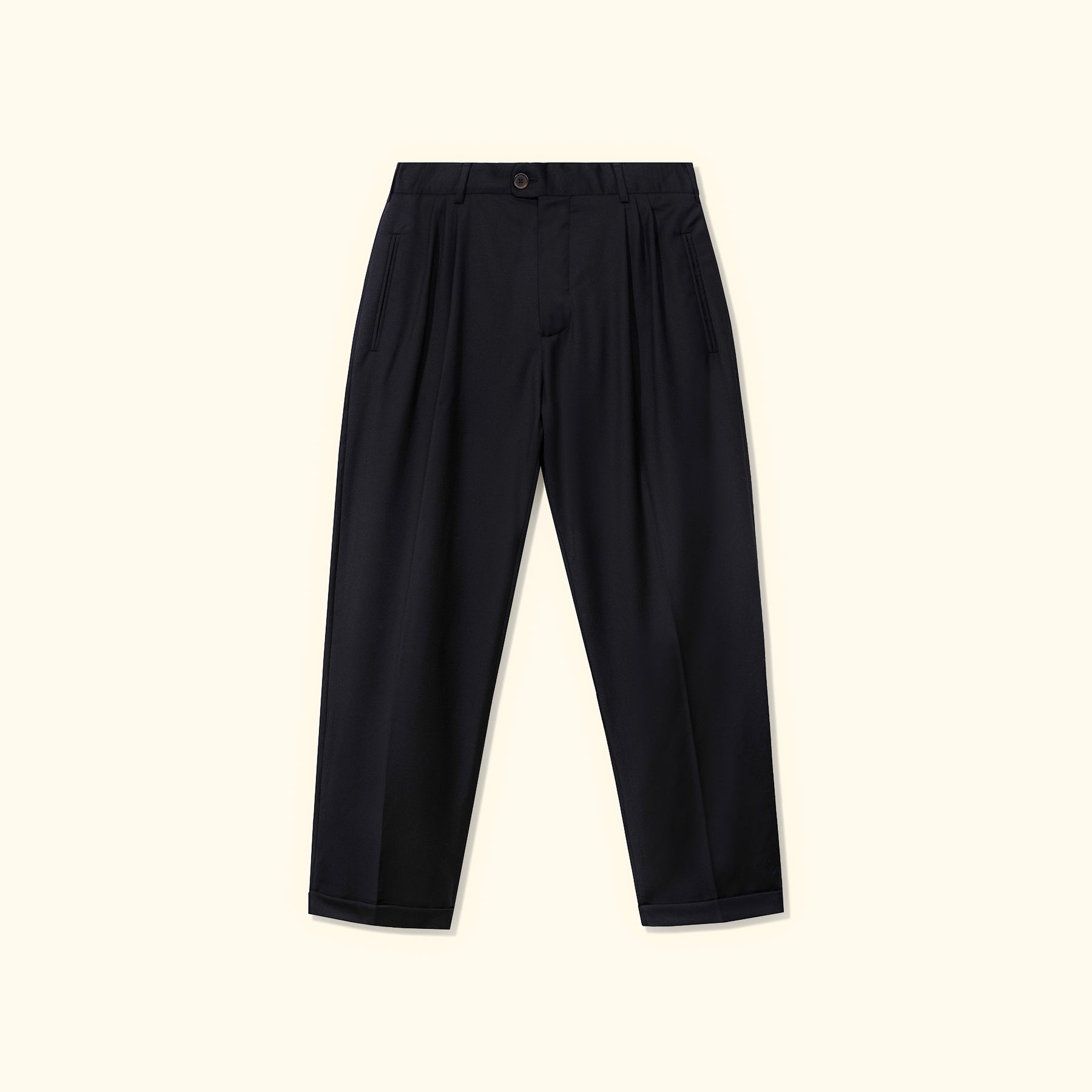 Double Pleated Trousers Black