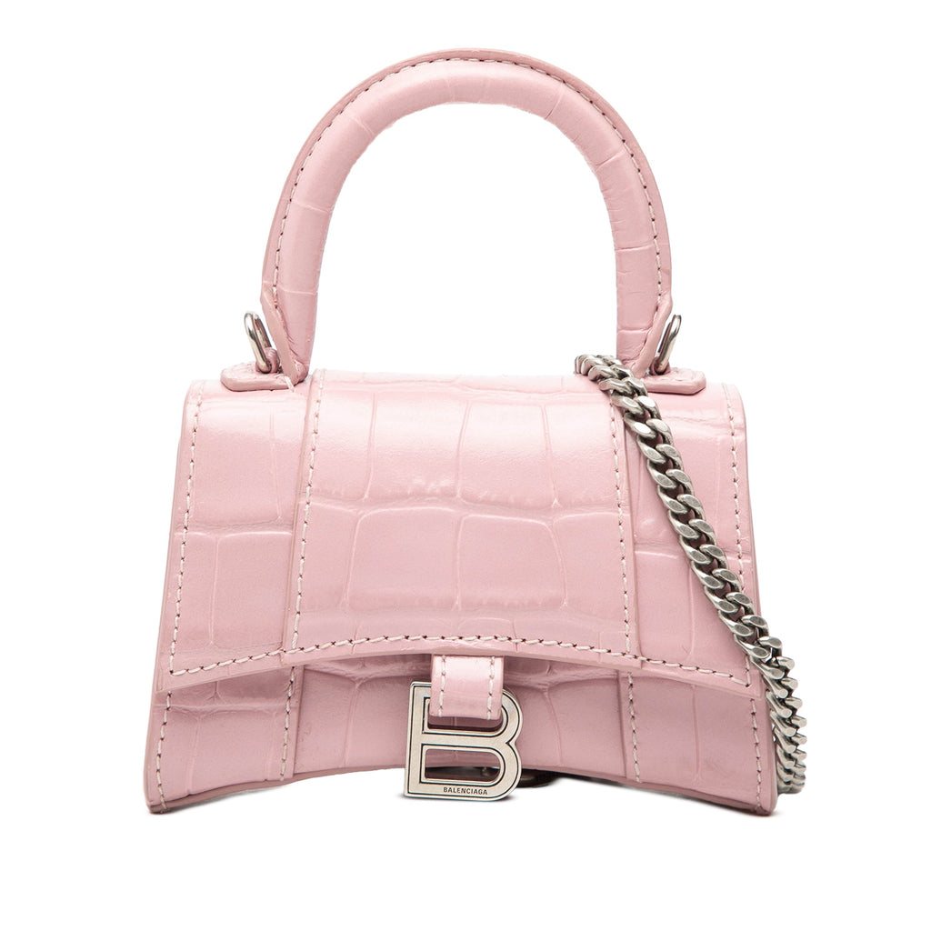 Nano Croc Embossed Hourglass Top Handle Bag