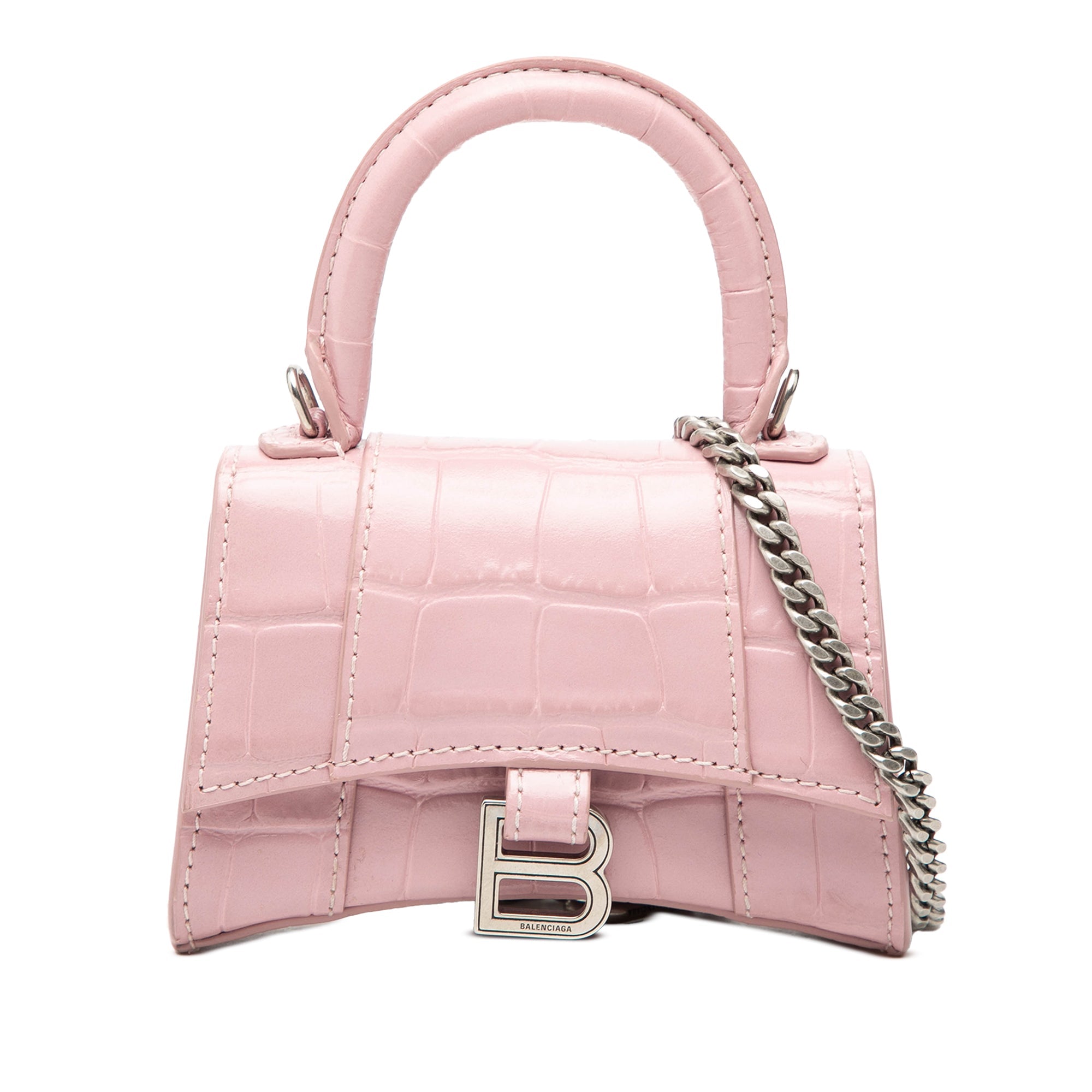 Nano Croc Embossed Hourglass Top Handle Bag