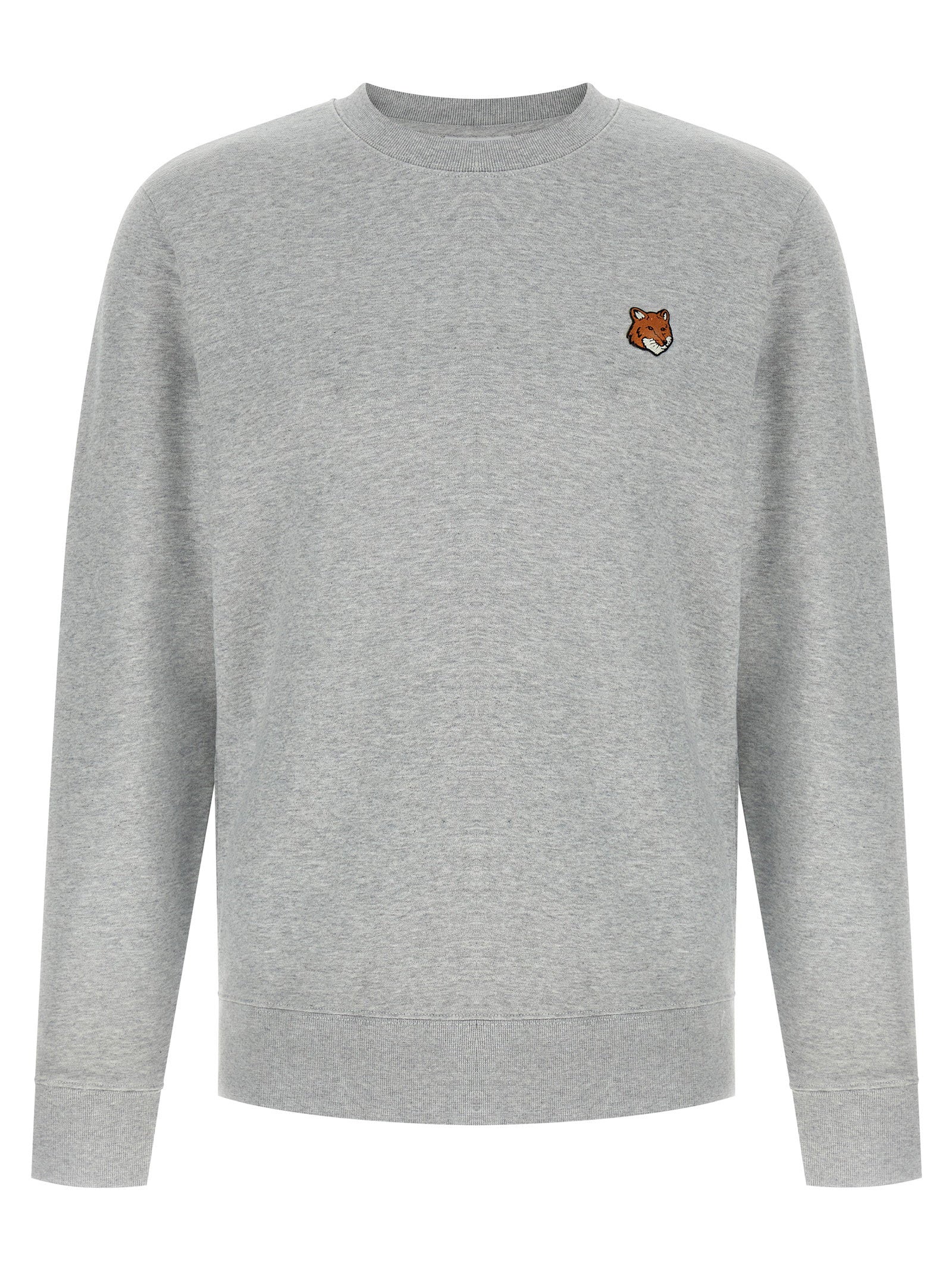Maison Kitsuné Fox Head-Embroidered Sweatshirt — Grey