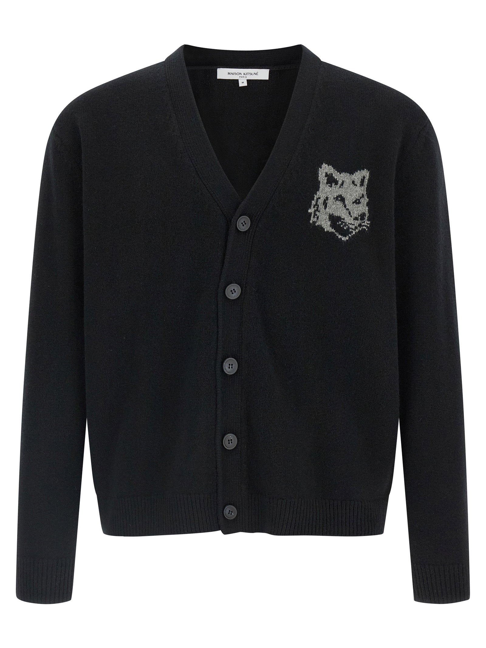 Maison Kitsuné Fox Head Cardigan — Black