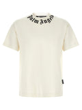 Palm Angels Logo-Embroidered Crew Neck T-shirt — Cream