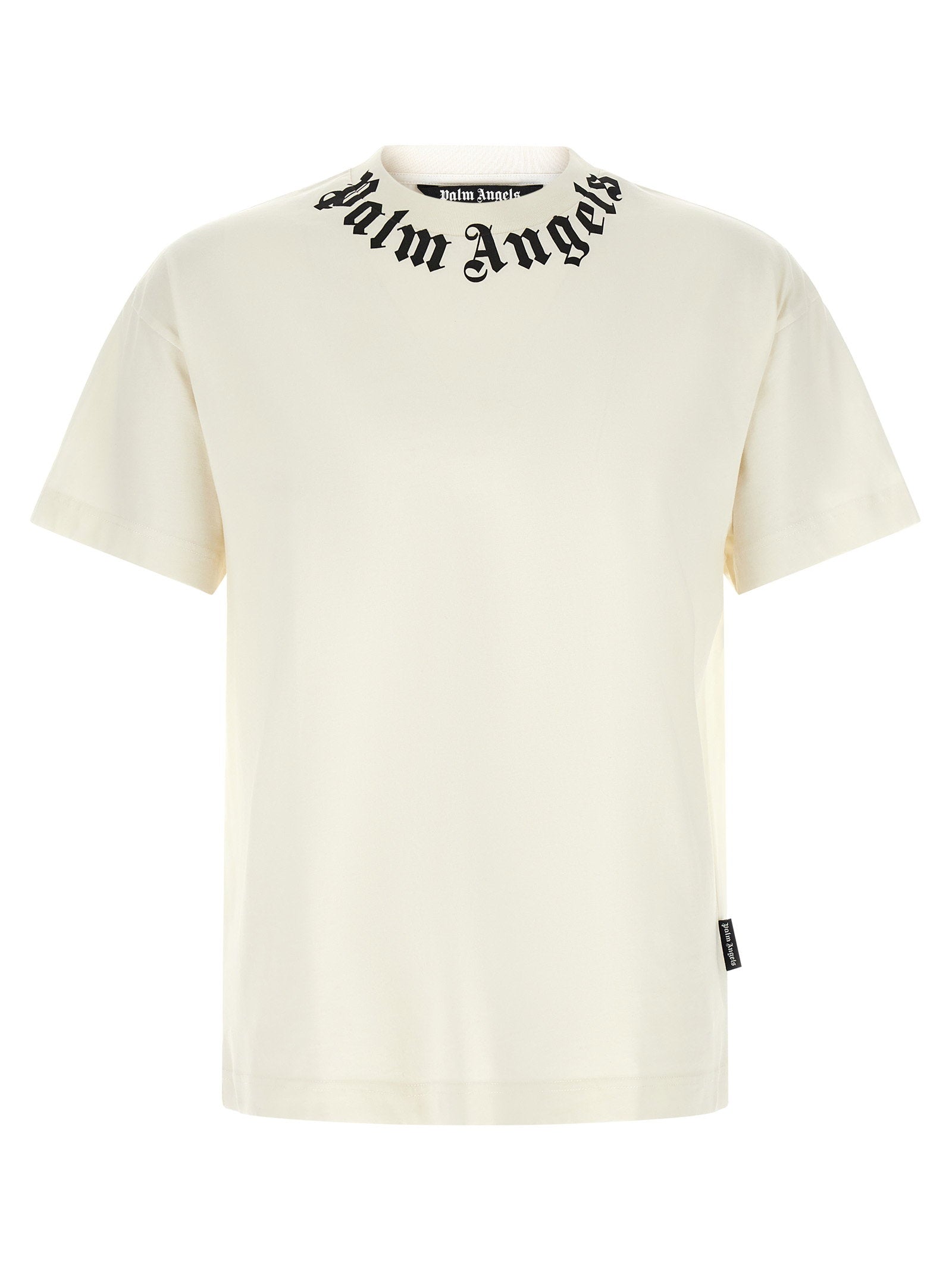 Palm Angels Logo-Embroidered Crew Neck T-shirt — Cream