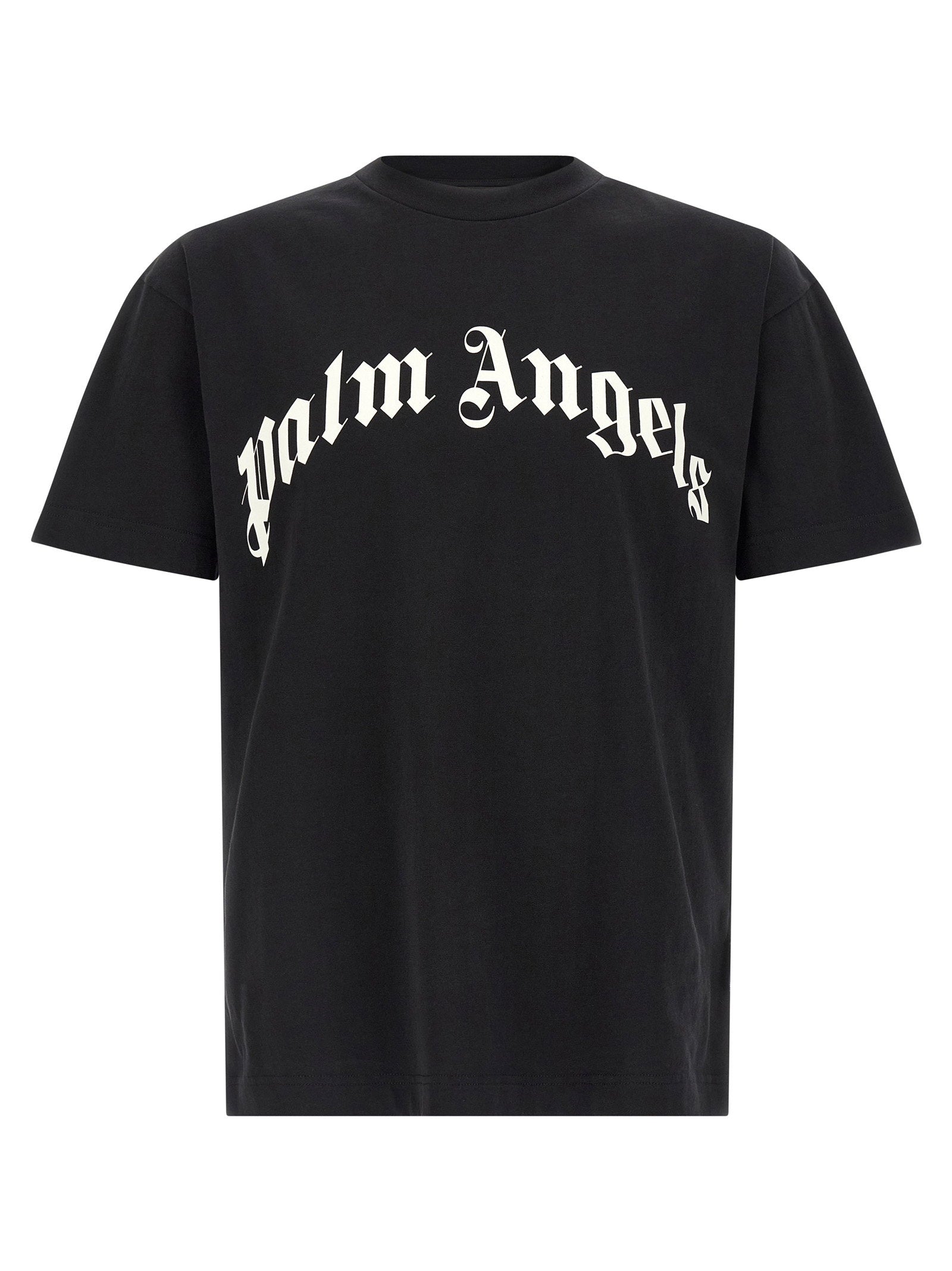 Palm Angels Curved Logo Graphic T-shirt — Black