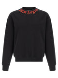 Palm Angels Neck Logo Brushed Cotton Sweatshirt — Black