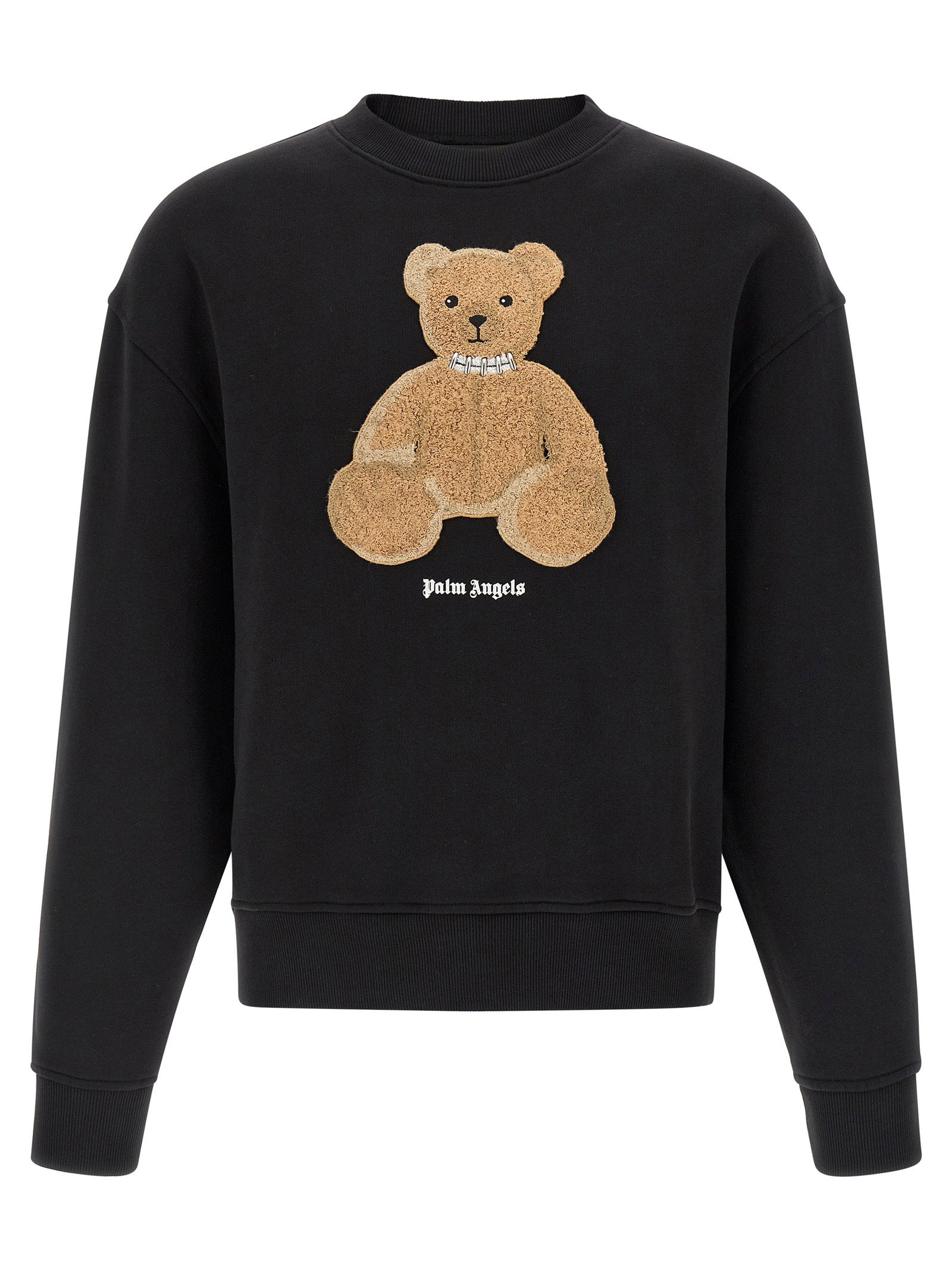 Palm Angels Bear Bouclé Patch Sweatshirt — Black