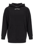Palm Angels Logo-Printed Brushed Cotton Hoodie — Black