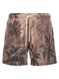 Palm Angels Sunset Palms Print Swim Shorts — Brown
