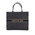 Large Oblique Embroidered Canvas Book Tote