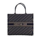 Large Oblique Embroidered Canvas Book Tote
