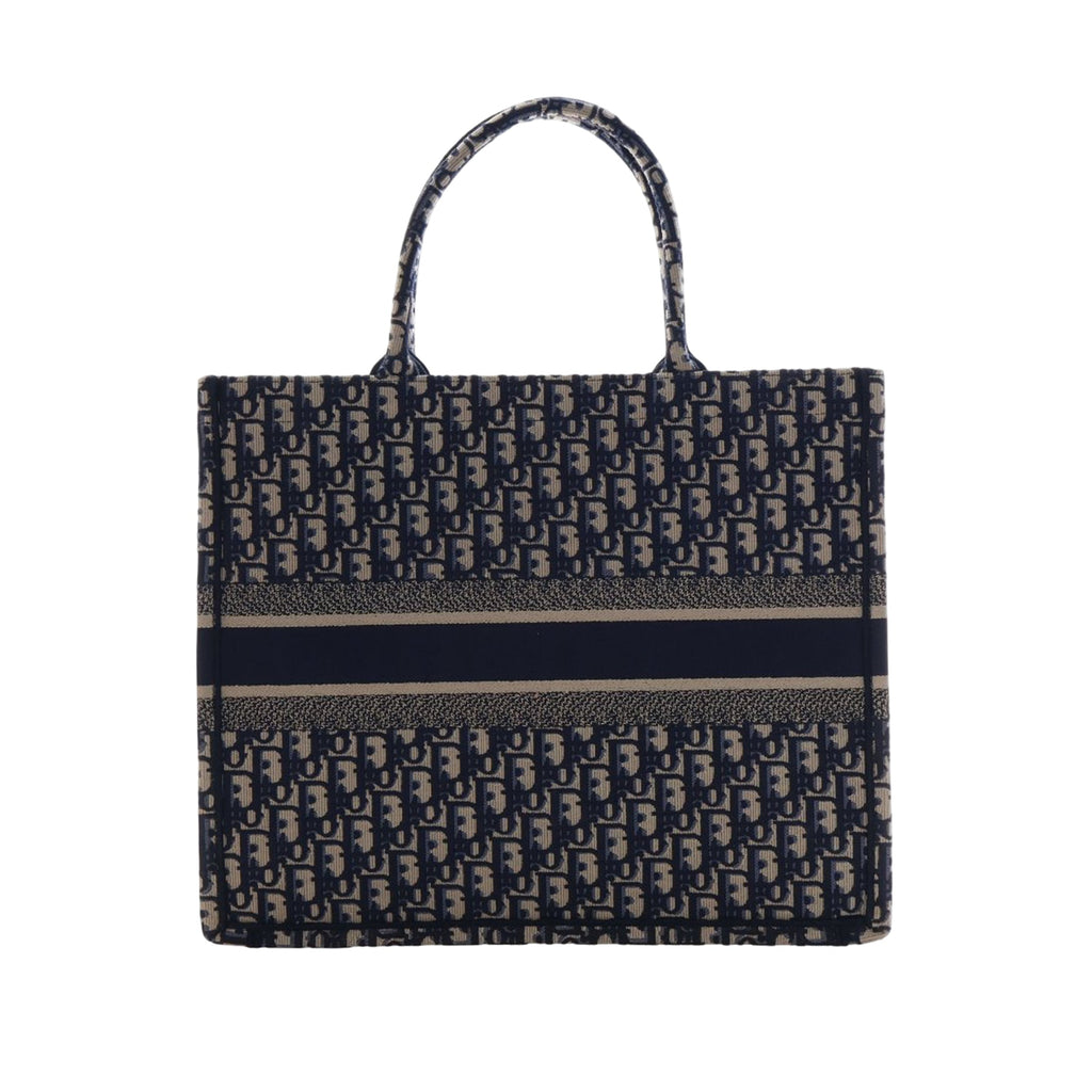 Large Oblique Embroidered Canvas Book Tote