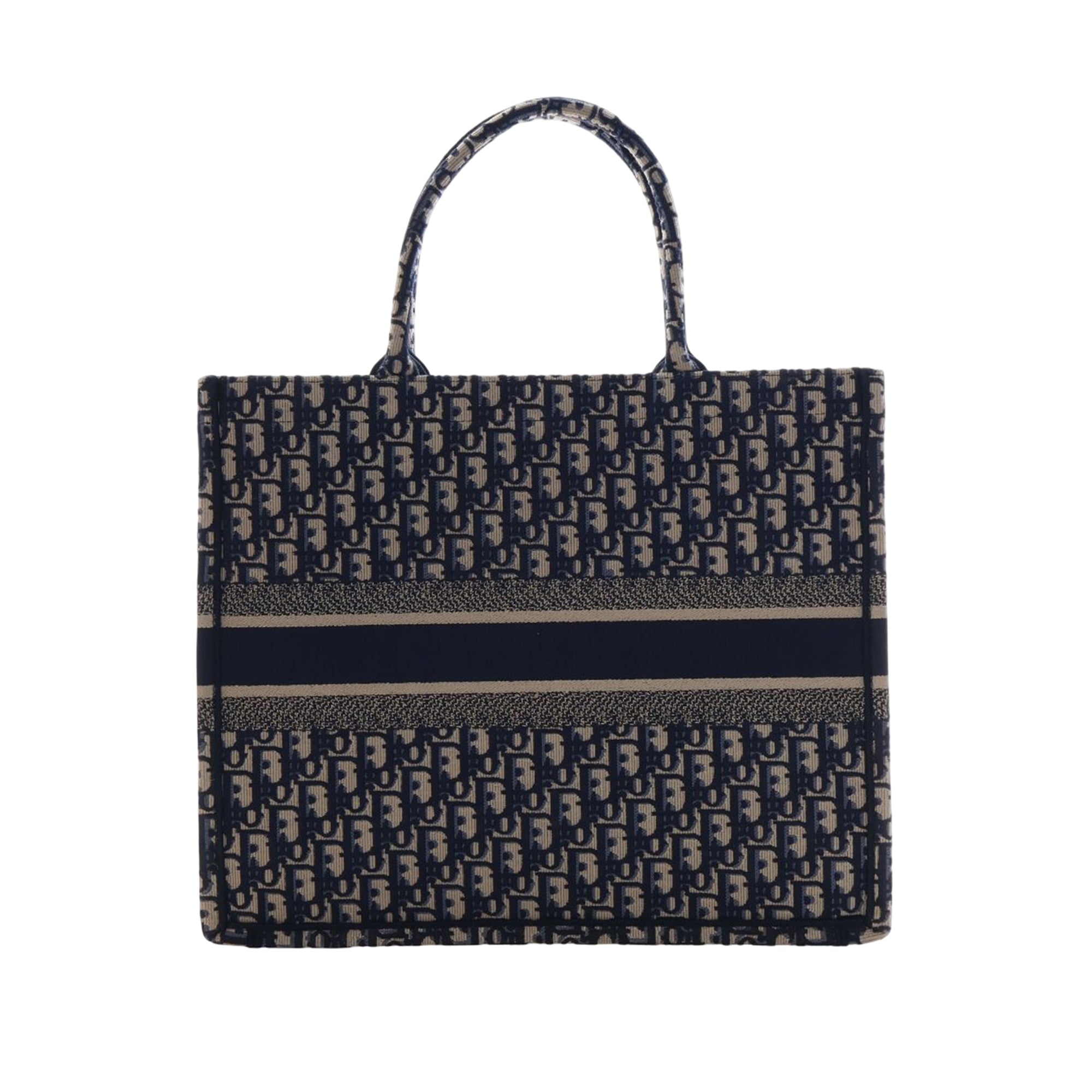 Large Oblique Embroidered Canvas Book Tote