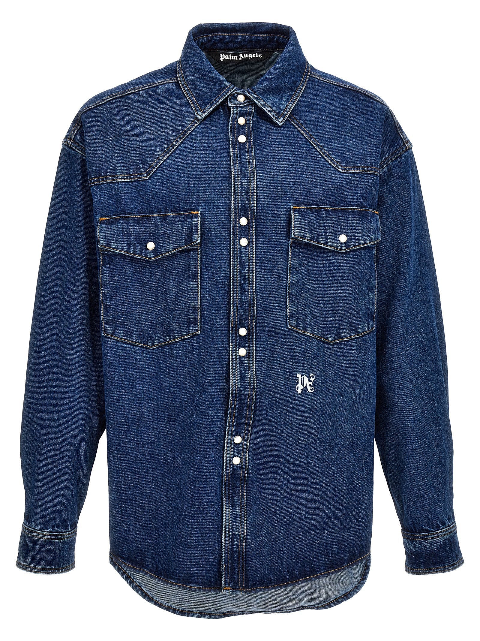 Palm Angels Cotton Denim Jacket — Blue