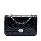 Quilted Patent Boy Wallet on Chain