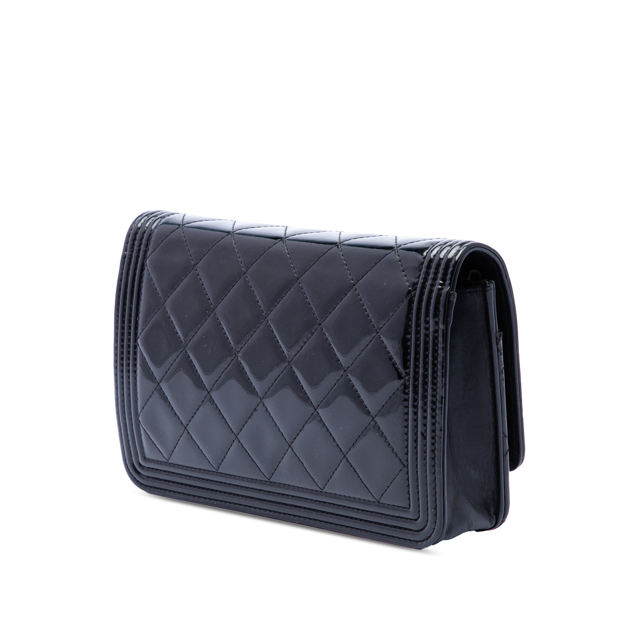 Quilted Patent Boy Wallet on Chain