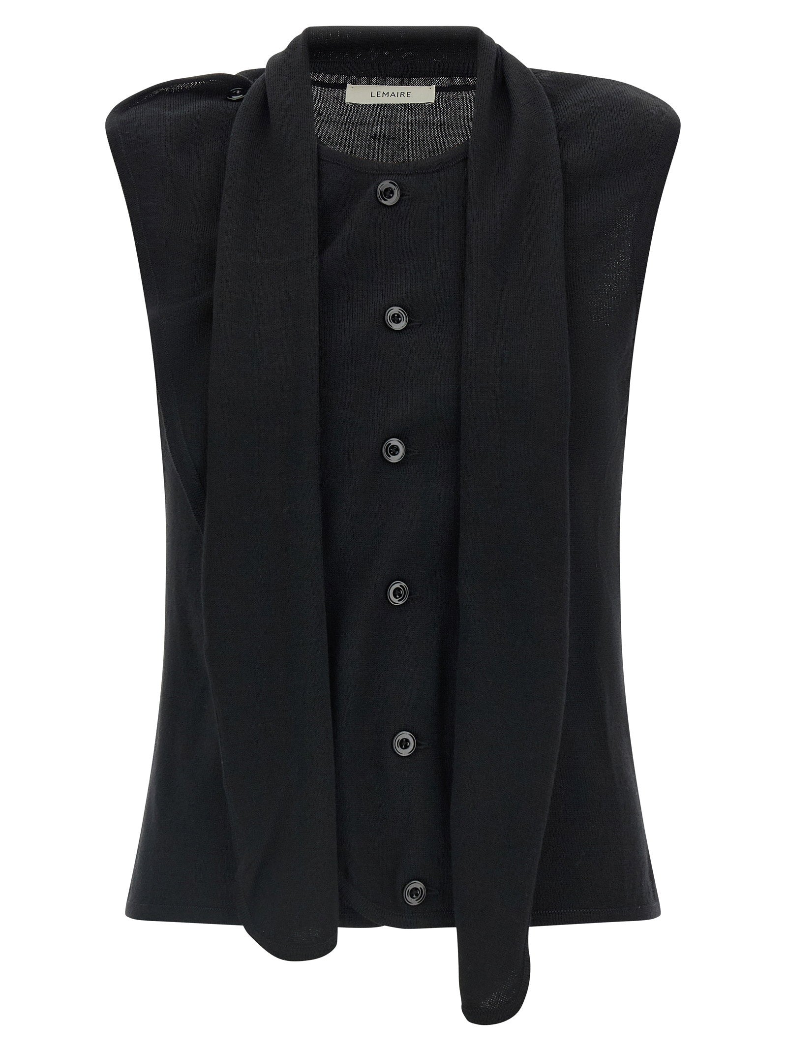 Lemaire Draped Panel Vest — Black