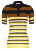 Marni Striped Ribbed Wool Polo — Navy