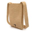 Raffia Effect Crochet Logo Embroidered Crossbody