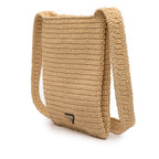 Raffia Effect Crochet Logo Embroidered Crossbody