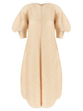 Pleats Please Issey Miyake Pleated Sculptural-Sleeve Dress — Cream